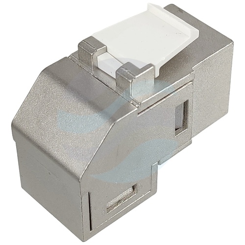 Moduł keystone RJ45 STP kat.6A beznarzędziowy, metalowy, kątowy 5
