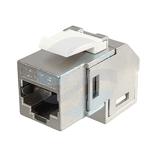 Łącznik modularny Keystone RJ-45 STP kat.6, 2x gniazdo RJ45, kątowy 90°, Gigabit Ethernet, ekranowany, metal 6