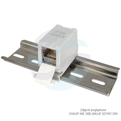 Łącznik modularny RJ-45 STP kat.6 na szynę DIN TH35, 2x gniazdo RJ45, ekranowany, szary 2