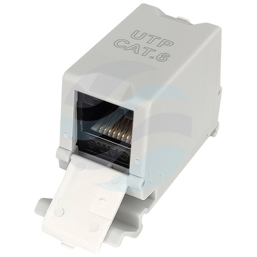 Łącznik modularny RJ-45 UTP kat.6 na szynę DIN TH35, 2x gniazdo RJ45, nieekranowany, szary 3