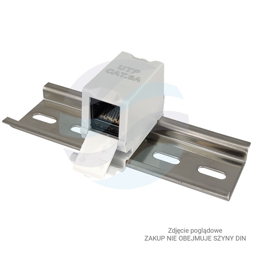 Łącznik modularny RJ-45 UTP kat.6A na szynę DIN TH35, 2x gniazdo RJ45, nieekranowany, szary 2
