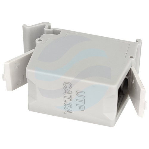 Łącznik modularny RJ-45 UTP kat.6A na szynę DIN TH35, 2x gniazdo RJ45, nieekranowany, szary 3