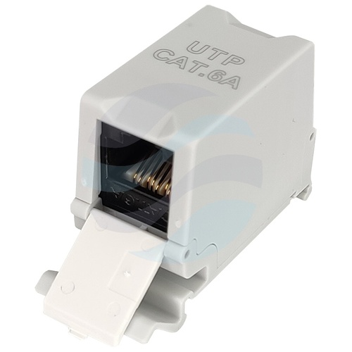 Łącznik modularny RJ-45 UTP kat.6A na szynę DIN TH35, 2x gniazdo RJ45, nieekranowany, szary 4
