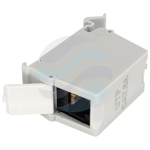 Łącznik modularny RJ-45 UTP kat.6A na szynę DIN TH35, 2x gniazdo RJ45, nieekranowany, szary 6
