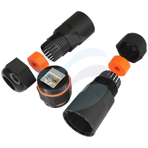 Mufa modularna hermetyczna IP68, 2x RJ-45 kat.6A STP, zewnętrzna, czarna 3