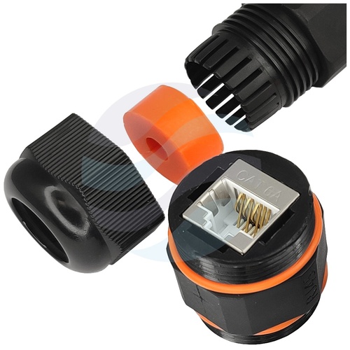 Mufa modularna hermetyczna IP68, 2x RJ-45 kat.6A STP, zewnętrzna, czarna 6