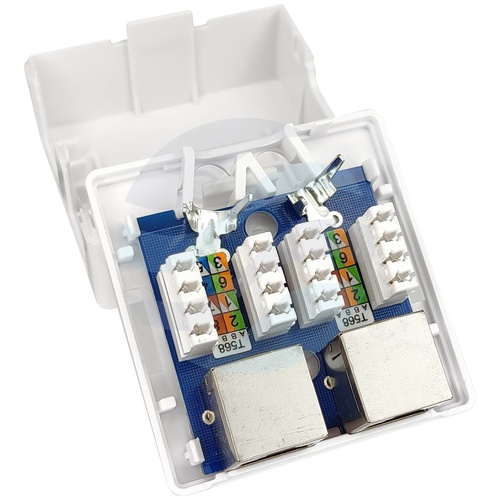 Gniazdo natynkowe mini STP ekranowane kat.6A 2x RJ45 2