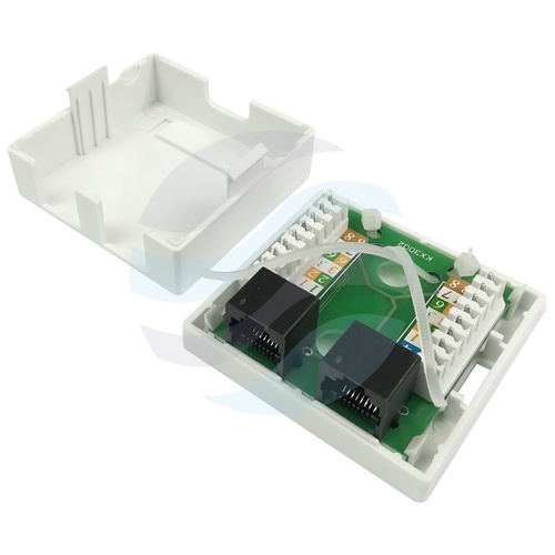 Gniazdo natynkowe UTP 2x RJ45 kat.5e zintegrowane LSA, białe, 62x60x25mm 2