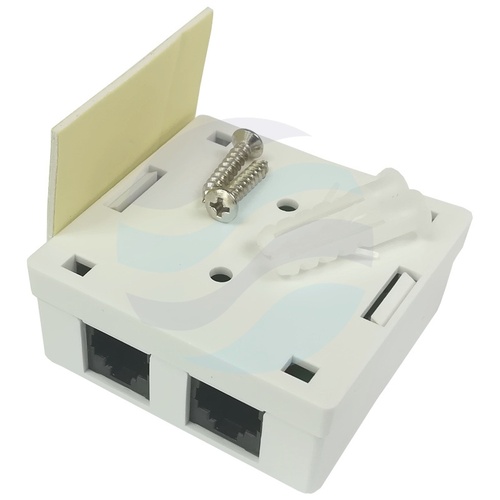 Gniazdo natynkowe UTP 2x RJ45 kat.5e zintegrowane LSA, białe, 62x60x25mm 3