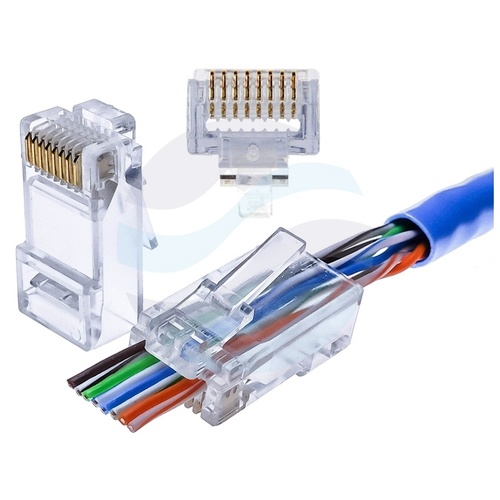 Wtyk RJ45 przelotowy 8p/8c kat.5e UTP drut - opak. 100szt. 2