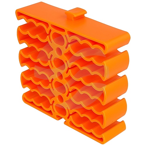 Organizator wiązek kablowych na 24 kable sieciowe skrętka, 8 sekcji x 3 komory, min. śr. przewodu 6,2mm, łączony, 75x72x20mm, pomarańczowy 2