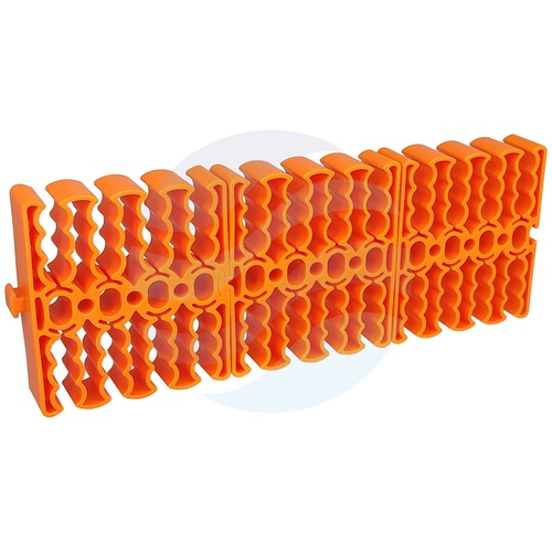 Organizator wiązek kablowych na 24 kable sieciowe skrętka, 8 sekcji x 3 komory, min. śr. przewodu 6,2mm, łączony, 75x72x20mm, pomarańczowy 3