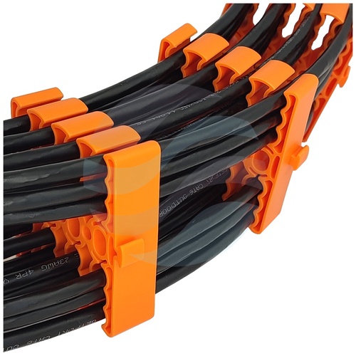 Organizator wiązek kablowych na 24 kable sieciowe skrętka, 8 sekcji x 3 komory, min. śr. przewodu 6,2mm, łączony, 75x72x20mm, pomarańczowy 4