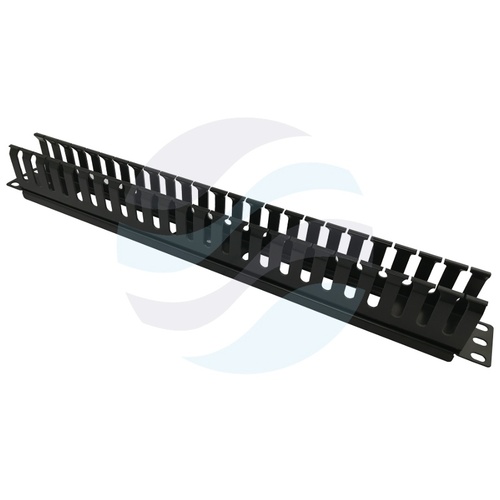 Organizator 19" 1U uchwyty metal/plastik, listwa x24, czarna 3