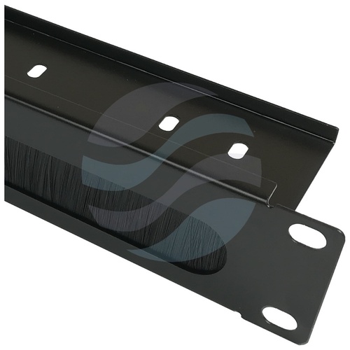 Przepust / Panel szczotkowy Rack 19" 1U z półką, czarny 2