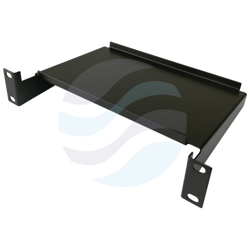 Półka stała 10" 1U 160mm (użytk. 140mm), montaż doczołowy (przód), stal, czarna 2