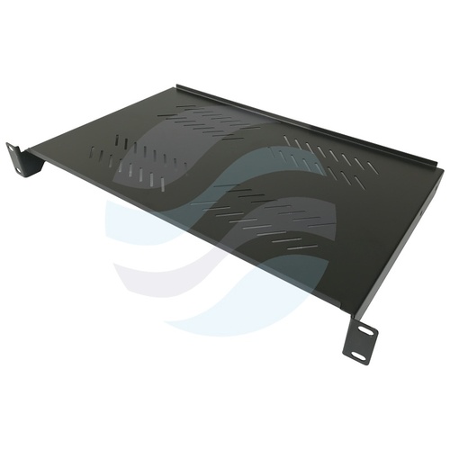 Półka stała 19" 1U 280mm (użytk. 270mm) perforowana, montaż doczołowy (przód), stal, udźwig 20kg, czarna 2