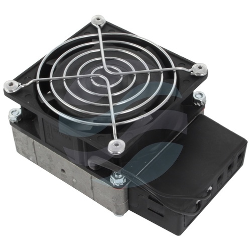 Ogrzewacz półprzewodnikowy do szaf rack z wentylatorem, 100W, montaż szyna DIN 35mm, konwekcja wymuszona, 80x120x55mm, zamknięte szafy 2