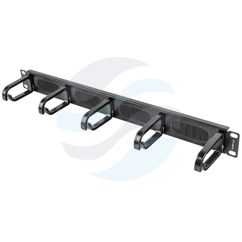 LANBERG AK-1203-B Organizator kabli Rack 19" 1U, 5x uchwyt plastikowy z przepustem szczotkowym, czarny 2