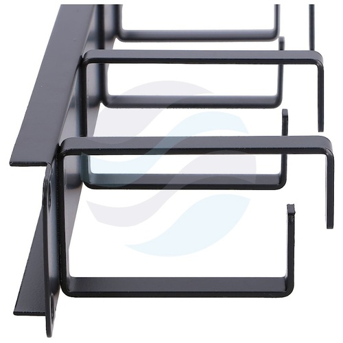 Organizator kabli poziomy Rack 19" 1U, 5x uchwyt metalowy (65/55mm), stal, czarny 5