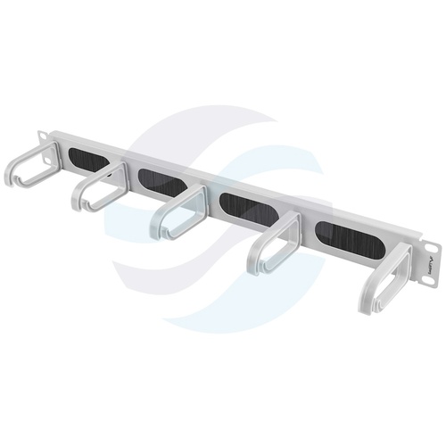 LANBERG AK-1203-S Organizator kabli poziomy Rack 19" 1U, 5x uchwyt plastik + przepust szczotkowy, stal + plastik ABS, szary (RAL7035) 2