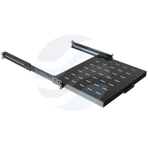 LANBERG AK-1020-B Półka wysuwana Rack 19" 1U 350mm, montaż doczołowy przód/tył, regulowana 350-500mm, udźwig 35kg, do szaf 600mm, czarna 3