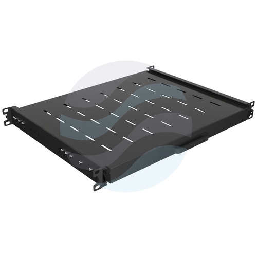 LANBERG AK-1020-B Półka wysuwana Rack 19" 1U 350mm, montaż doczołowy przód/tył, regulowana 350-500mm, udźwig 35kg, do szaf 600mm, czarna 6