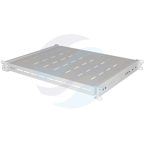 LANBERG AK-1020-S Półka wysuwana Rack 19" 1U 350mm, montaż doczołowy przód/tył, regulowana 350-500mm, udźwig 35kg, do szaf 600mm, szara 4