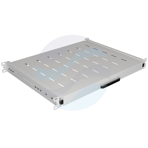 LANBERG AK-1020-S Półka wysuwana Rack 19" 1U 350mm, montaż doczołowy przód/tył, regulowana 350-500mm, udźwig 35kg, do szaf 600mm, szara 5
