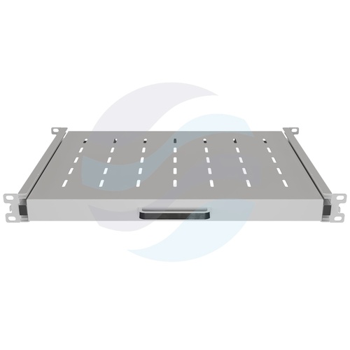 LANBERG AK-1020-S Półka wysuwana Rack 19" 1U 350mm, montaż doczołowy przód/tył, regulowana 350-500mm, udźwig 35kg, do szaf 600mm, szara 6
