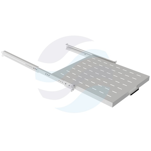 LANBERG AK-1021-S Półka wysuwana Rack 19" 1U 500mm, montaż doczołowy przód/tył, regulowana 500-650mm, udźwig 35kg, do szaf 800mm, szara 2