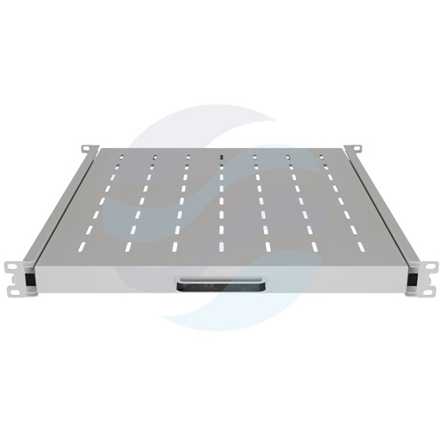 LANBERG AK-1021-S Półka wysuwana Rack 19" 1U 500mm, montaż doczołowy przód/tył, regulowana 500-650mm, udźwig 35kg, do szaf 800mm, szara 4