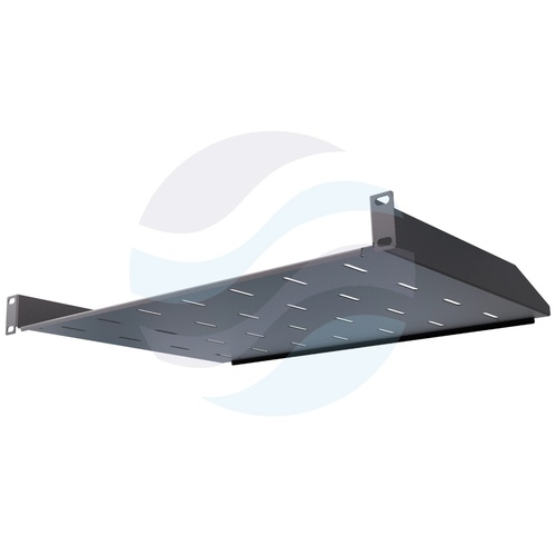 Półka stała 1U 19" 350mm z przepustem, czarna 3