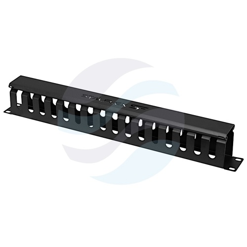 Organizator 19" 1U uchwyty metalowy listwa x16 czarna 4