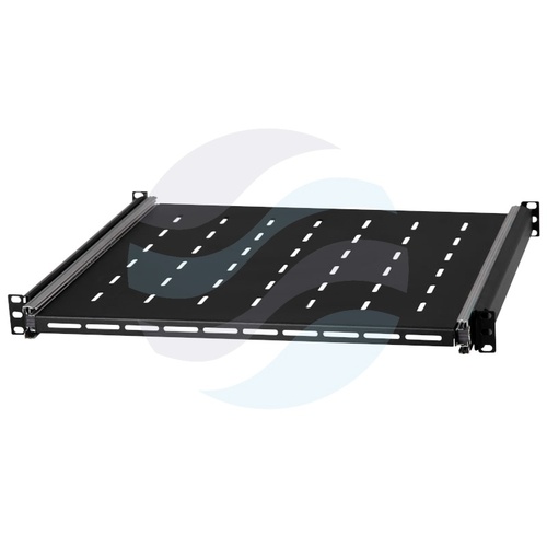 Półka wysuwana 19" 1U 450mm z uchwytem, czarna 2