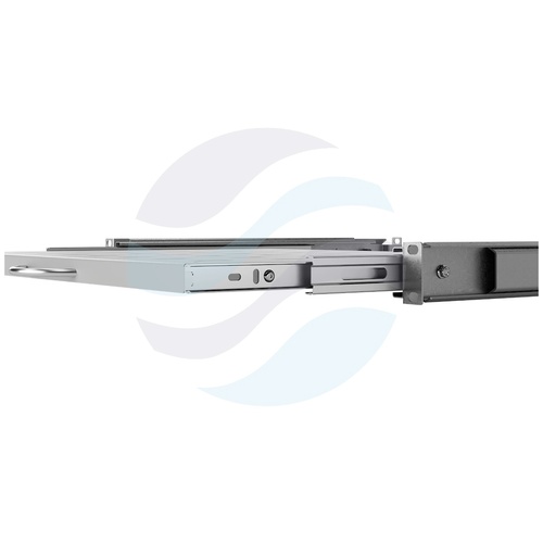 Półka wysuwana 19" 1U 350mm, montaż doczołowy przód/tył, regulowana 350-550mm, łożyska kulkowe, udźwig 15kg, szara 6