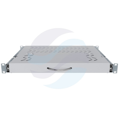 Półka wysuwana 19" 1U 350mm pod klawiaturę i myszkę, prowadnice kulkowe, regulowana 350-450mm, podstawka na mysz L/P, udźwig 30kg, szara 7