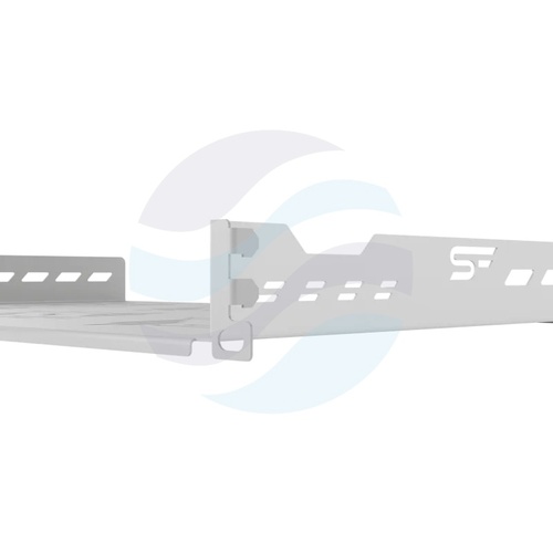 Półka stała 19" 1U 300mm perforowana, montaż doczołowy (przód), stal, udźwig 15kg, szara 4