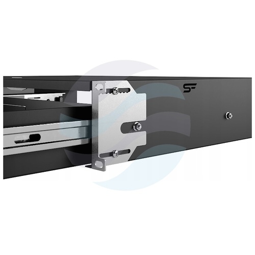 Szuflada zamykana Rack 19" 2U 320mm wysuwana, zamek z kluczem, przepust kablowy, regulacja ±40mm, nośność 20kg, czarna 6