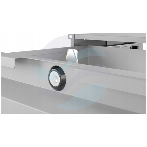 Szuflada zamykana Rack 19" 2U 320mm wysuwana, zamek z kluczem, przepust kablowy, regulacja ±40mm, nośność 20kg, szara 5