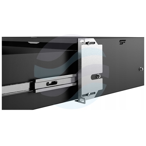 Szuflada zamykana Rack 19" 3U 320mm wysuwana, zamek z kluczem, wyłamywany przepust kablowy, nośność 20kg, czarna 5