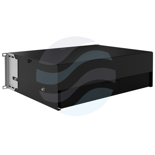 Szuflada zamykana Rack 19" 3U 320mm wysuwana, zamek z kluczem, wyłamywany przepust kablowy, nośność 20kg, czarna 6
