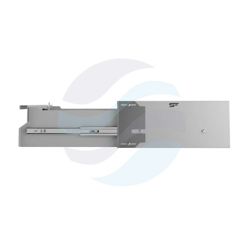 Szuflada zamykana Rack 19" 3U 320mm wysuwana, zamek z kluczem, przepust kablowy, regulacja ±40mm, nośność 20kg, szara 11