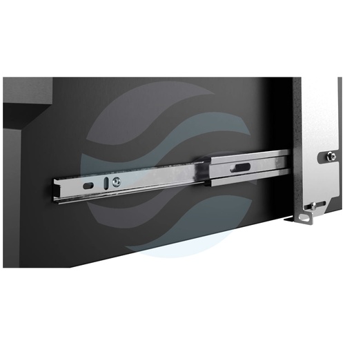 Szuflada zamykana Rack 19" 4U 320mm wysuwana, zamek z kluczem, przepust kablowy, regulacja ±40mm, nośność 15kg, czarna 3