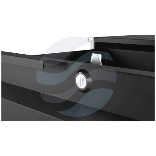 Szuflada zamykana Rack 19" 4U 320mm wysuwana, zamek z kluczem, przepust kablowy, regulacja ±40mm, nośność 15kg, czarna 6