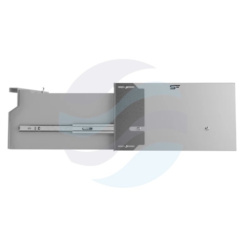 Szuflada zamykana Rack 19" 4U 320mm wysuwana, zamek z kluczem, wyłamywany przepust kablowy, regulacja ±40mm, nośność 15kg, szara 3