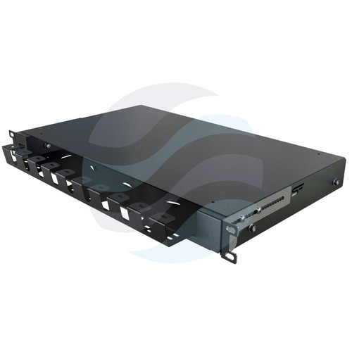 Szuflada zapasu kabla Rack 19" 1U 270mm, pełny wysuw 110%, grzebień na rzepy, przetłoczenia na kable, stal RAL9005, czarna 3