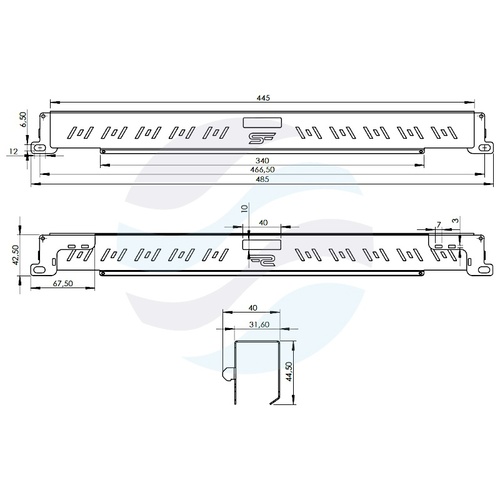 Panel oświetleniowy LED Rack 19" 1U 5W 405lm 6500K, przełącznik ON/OFF, 220-240V, IP20, zakres -20°C do +45°C, czarny 12