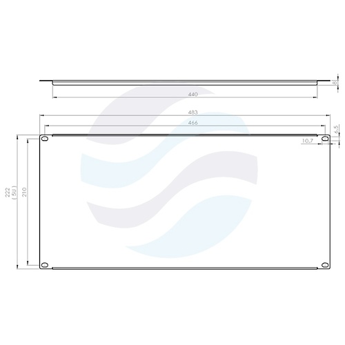 Panel maskujący / zaślepiający Rack 19" 5U, stal, szary 2