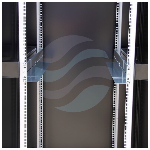 Szyny montażowe 2U do szafy Rack 19" regulowane 595-1090mm, nośność 80kg, srebrne 2